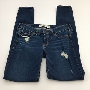 Hollister Dark Wash Fade Distressed Skinny Jeans